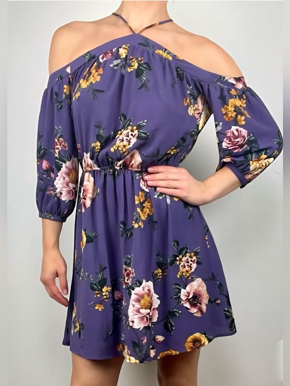 miami Purple Floral Mini Dress XS NWOT